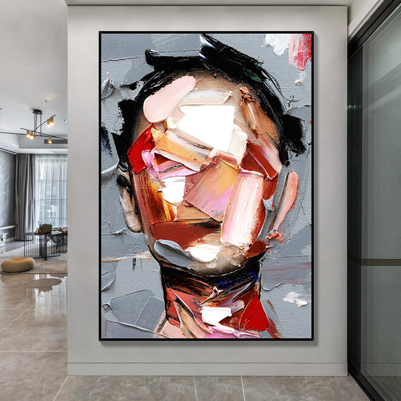 Portrait Colorful 3D Texture Oil Painting Canvas Wall Art Style A Entrance Living Room