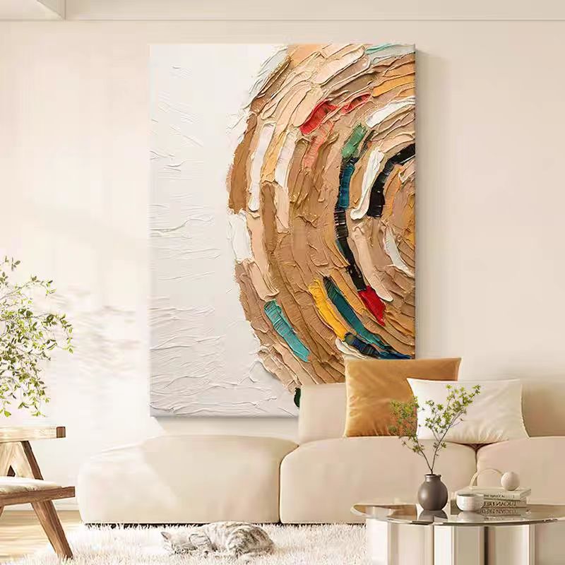 Abstract Large 3D Rainbow Oil Painting Canvas Wall Art Living Room