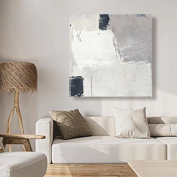 Abstract White Grey Oil Painting Canvas Wall Art Bedroom Living Room