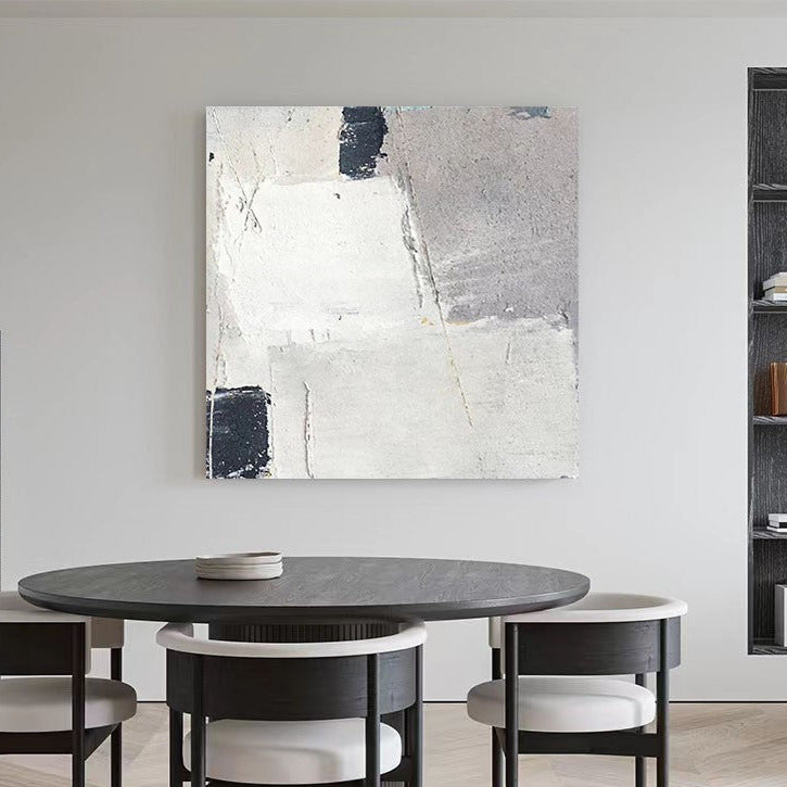 Abstract White Grey Oil Painting Canvas Wall Art Bedroom Living Room