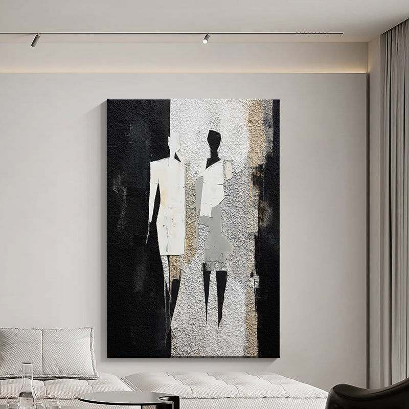 Portrait Black White 3D Oil Painting Canvas Wall Art Style B Entrance Living Room