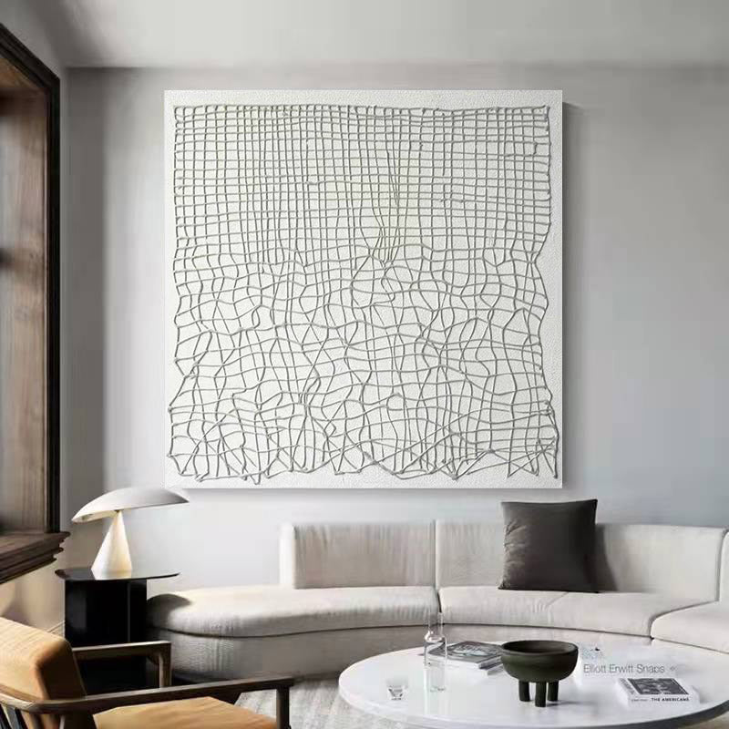 Abstract Large 3D Black White Oil Painting Canvas Wall Art Living Room