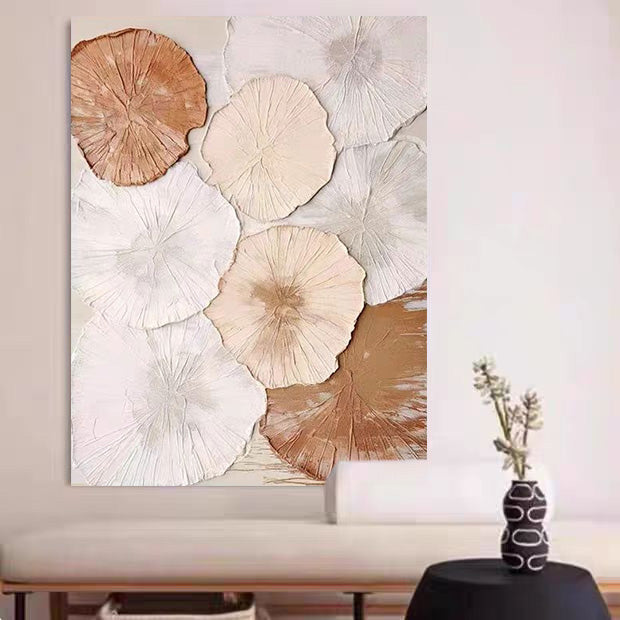 Floral Beige Orange 3D Large Wall Art Decor Living Room Bedroom
