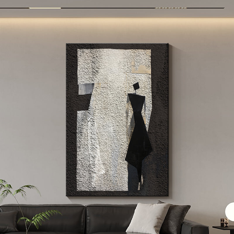 Portrait Black White 3D Oil Painting Canvas Wall Art Style C Entrance Living Room