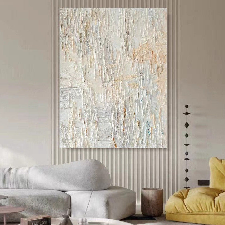 WABI-SABI White Oil Painting Canvas Wall Art Living Room Entrance