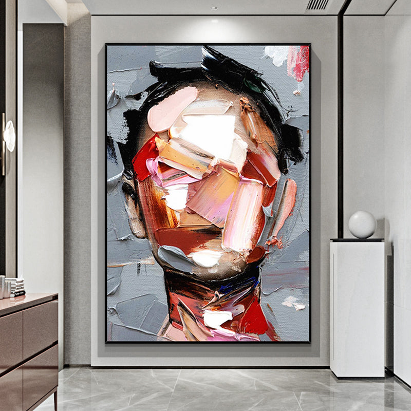 Portrait Colorful 3D Texture Oil Painting Canvas Wall Art Style A Entrance Living Room