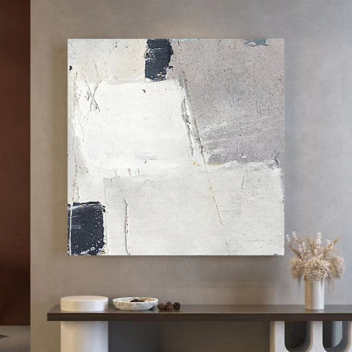 Abstract White Grey Oil Painting Canvas Wall Art Bedroom Living Room
