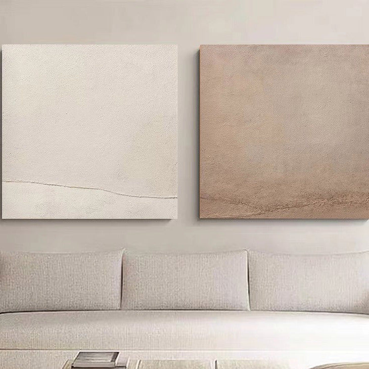 WABI-SABI Brown Beige Oil Painting Canvas Wall Art Dining Living Room