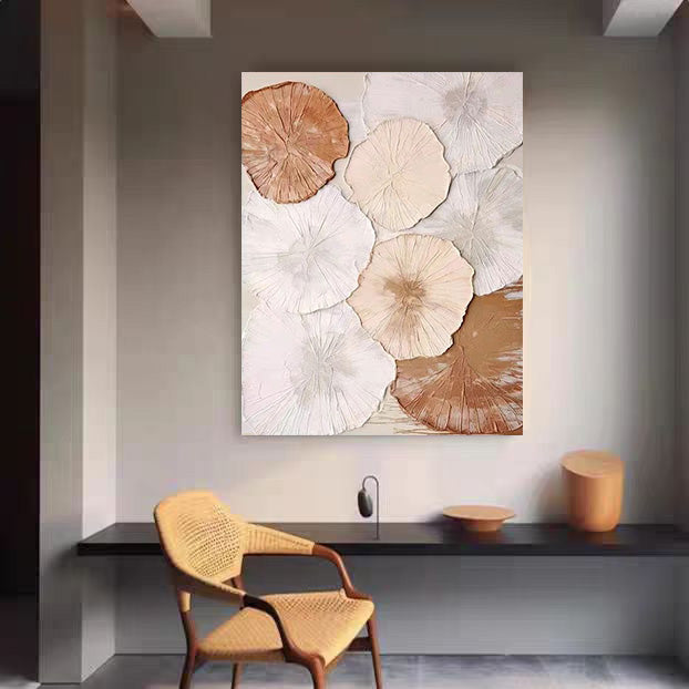 Floral Beige Orange 3D Large Wall Art Decor Living Room Bedroom