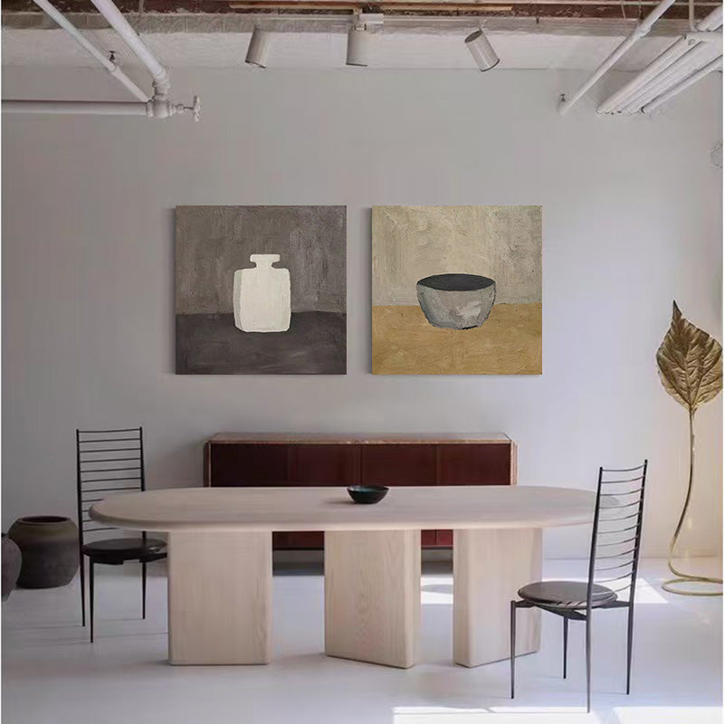 WABI-SABI Brown Yellow Oil Painting Canvas Wall Art Dining Room