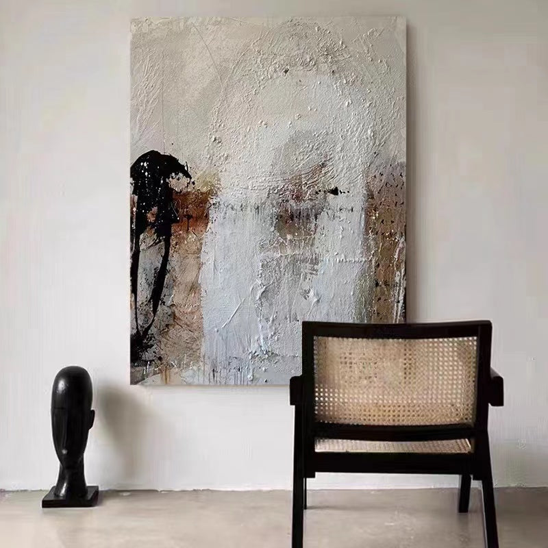 WABI-SABI Brown White Oil Painting Canvas Wall Art Living Room Bedroom