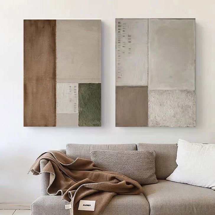 WABI-SABI Brown Grey Oil Painting Canvas Wall Art Living Room Entrance