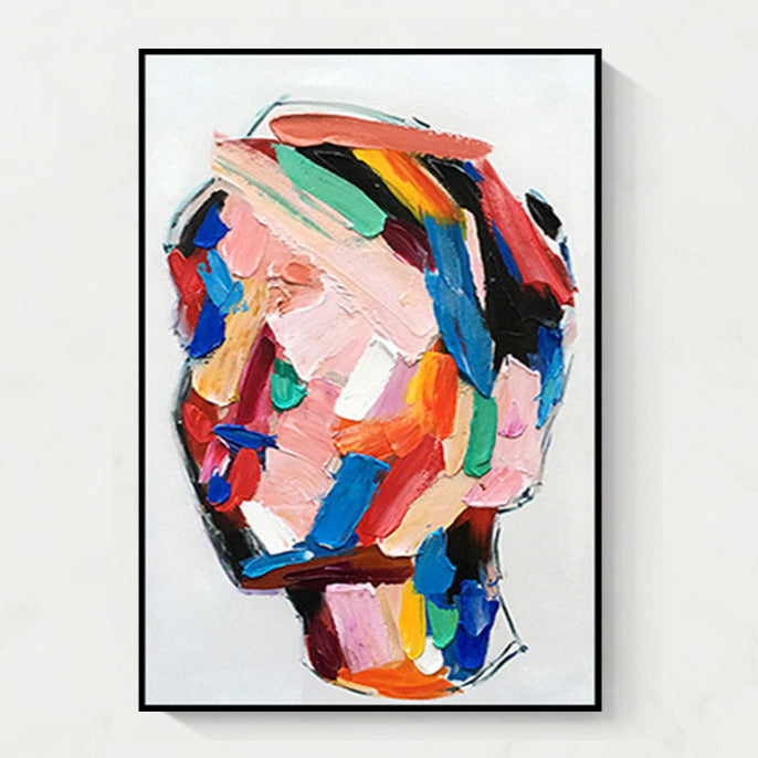 Portrait Colorful 3D Texture Oil Painting Canvas Wall Art Style C Entrance Living Room