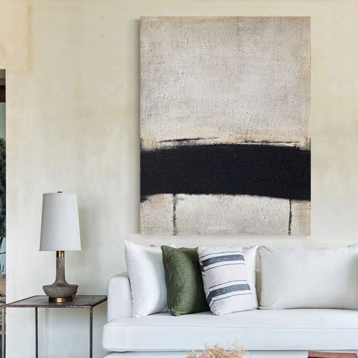 WABI-SABI Black White Oil Painting Canvas Wall Art Living Room Entrance