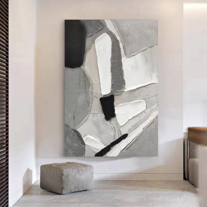Abstract Large 3D Black White Oil Painting Canvas Wall Art Living Room