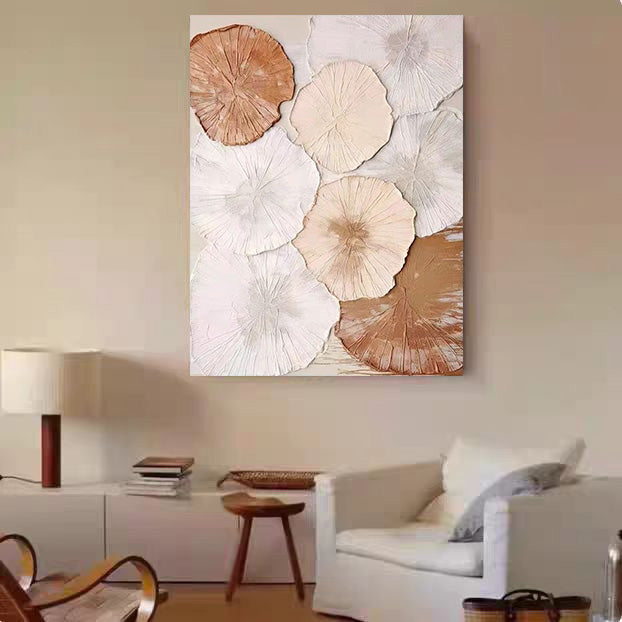 Floral Beige Orange 3D Large Wall Art Decor Living Room Bedroom