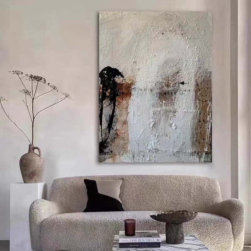 WABI-SABI Brown White Oil Painting Canvas Wall Art Living Room Bedroom