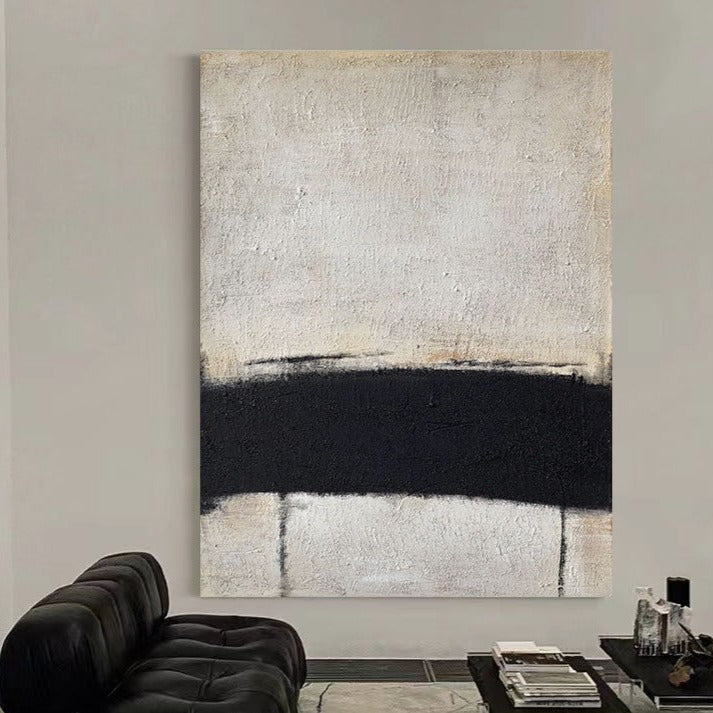 WABI-SABI Black White Oil Painting Canvas Wall Art Living Room Entrance