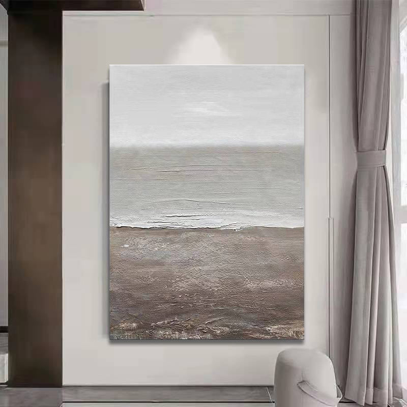 Beach & Ocean Blue Grey Oil Painting Canvas Wall Art Living Room Entrance
