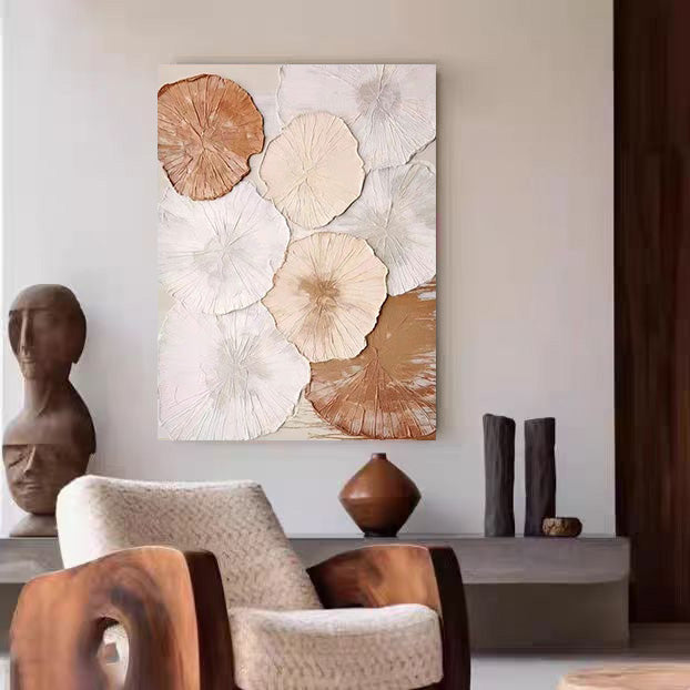 Floral Beige Orange 3D Large Wall Art Decor Living Room Bedroom