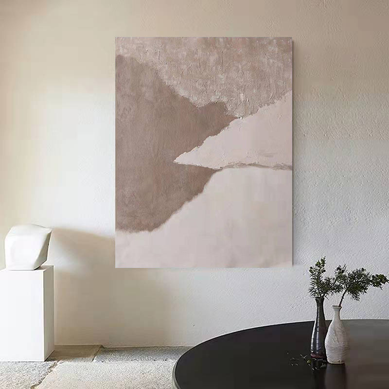 WABI-SABI Light Brown Oil Painting Canvas Wall Art Hallway Entrance