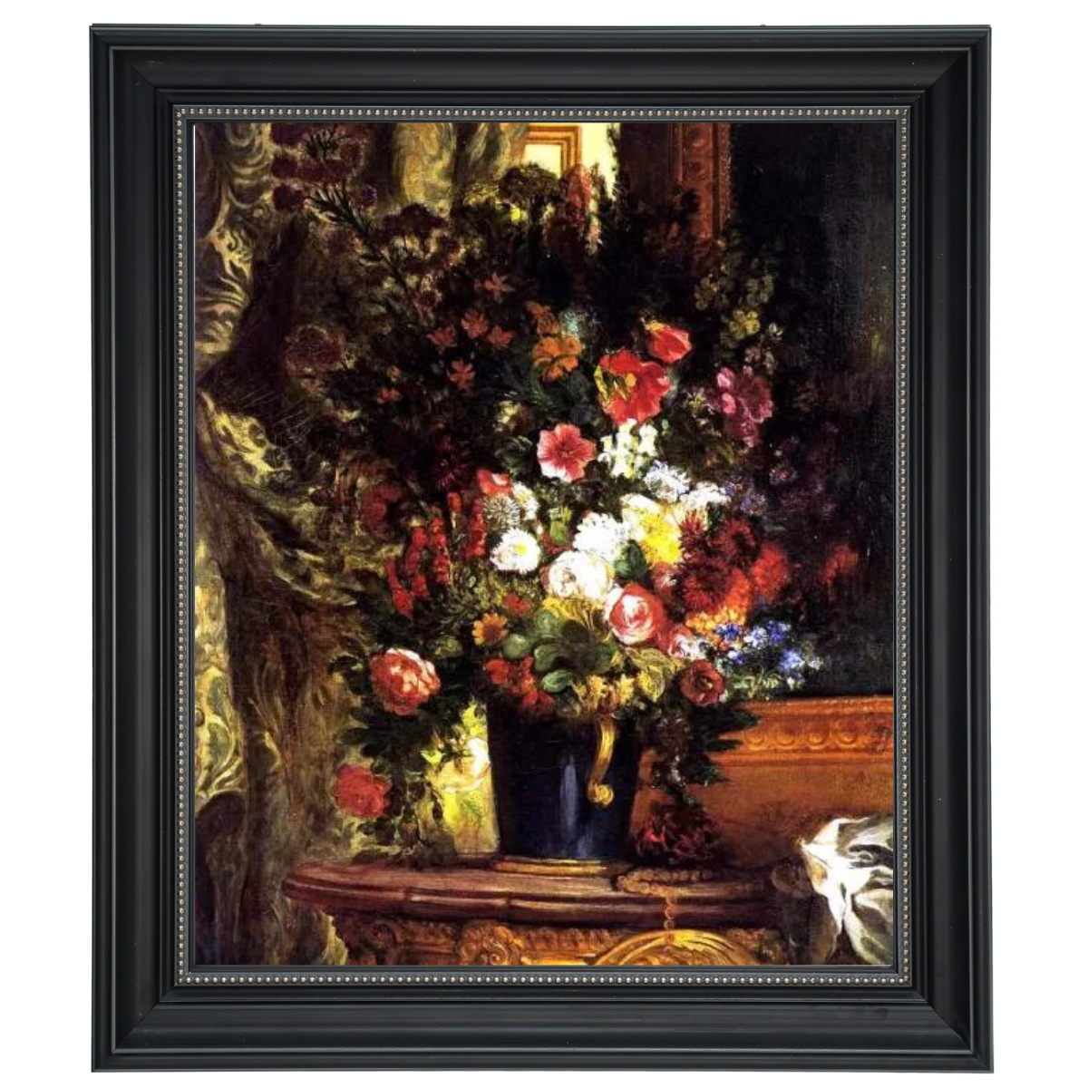 A Vase of Flowers on a Console