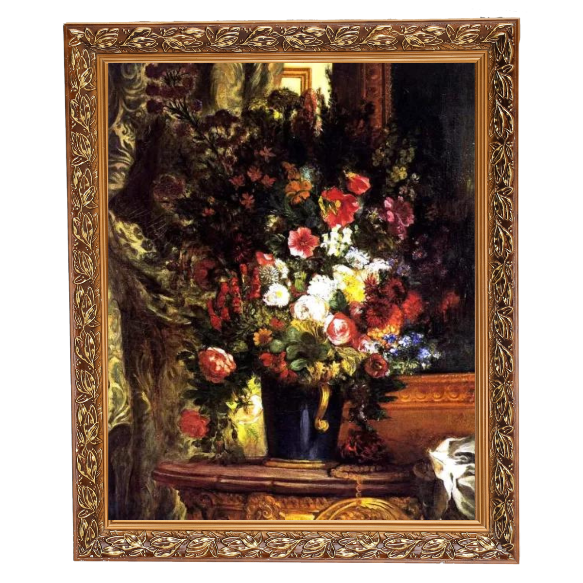 A Vase of Flowers on a Console