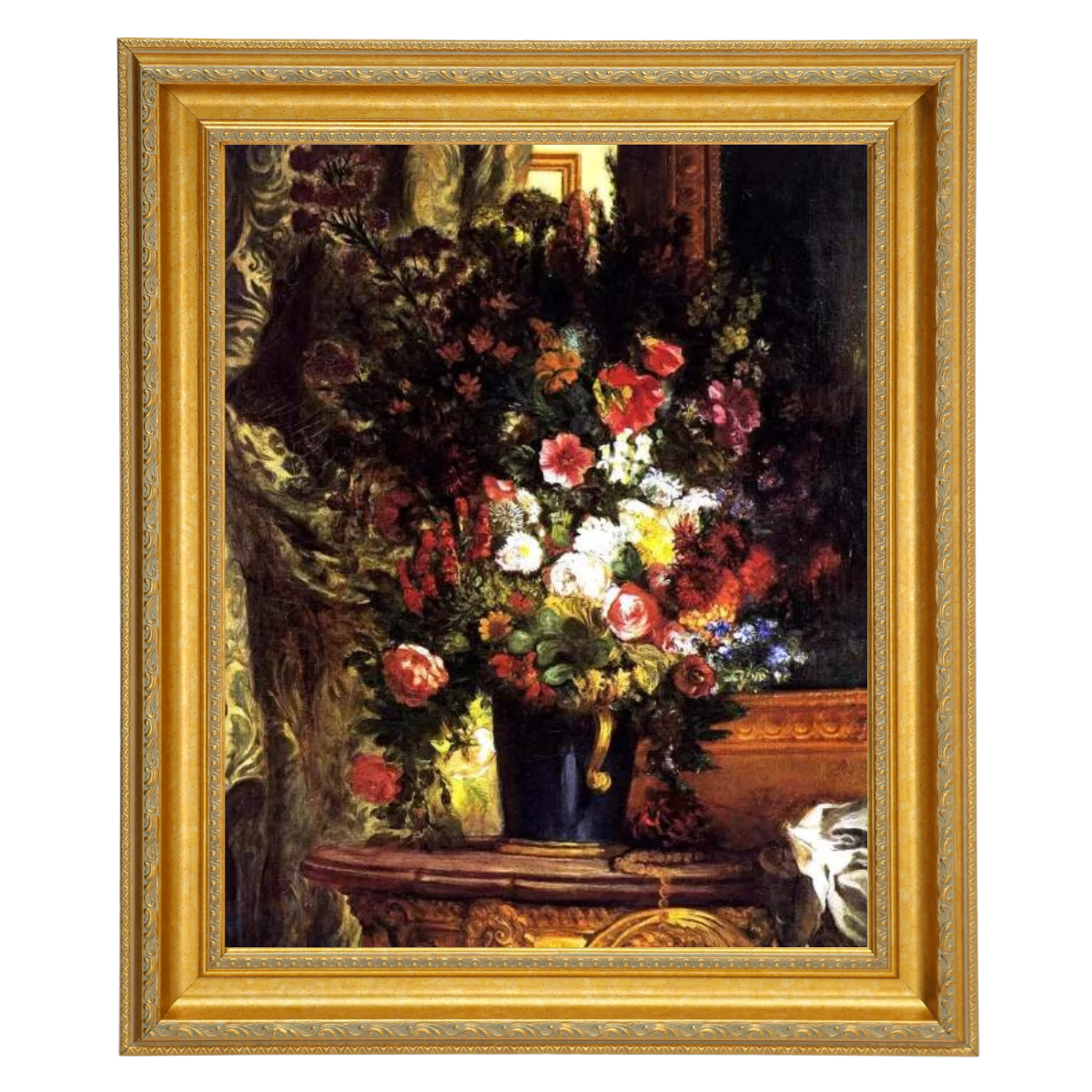 A Vase of Flowers on a Console