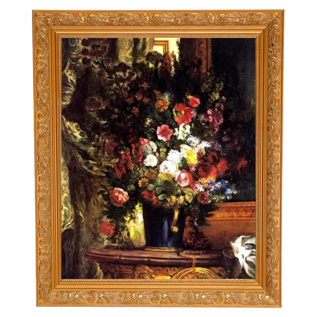 A Vase of Flowers on a Console