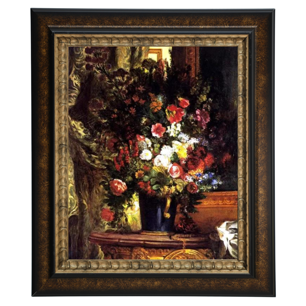 A Vase of Flowers on a Console