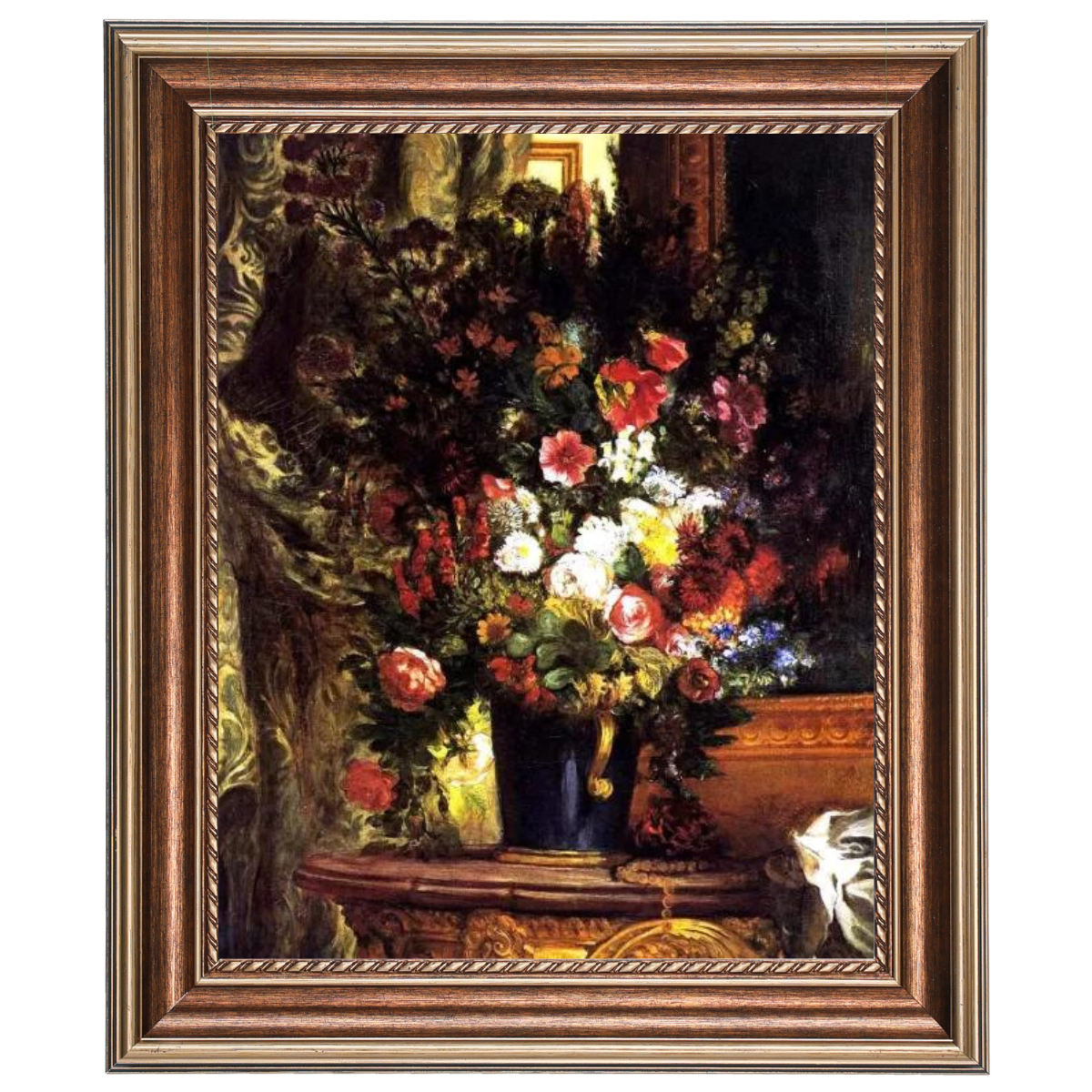 A Vase of Flowers on a Console