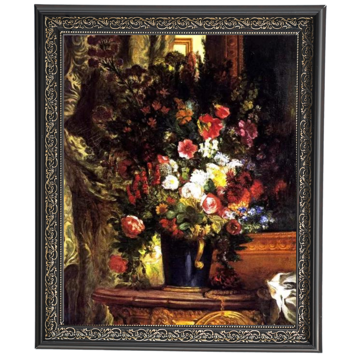 A Vase of Flowers on a Console