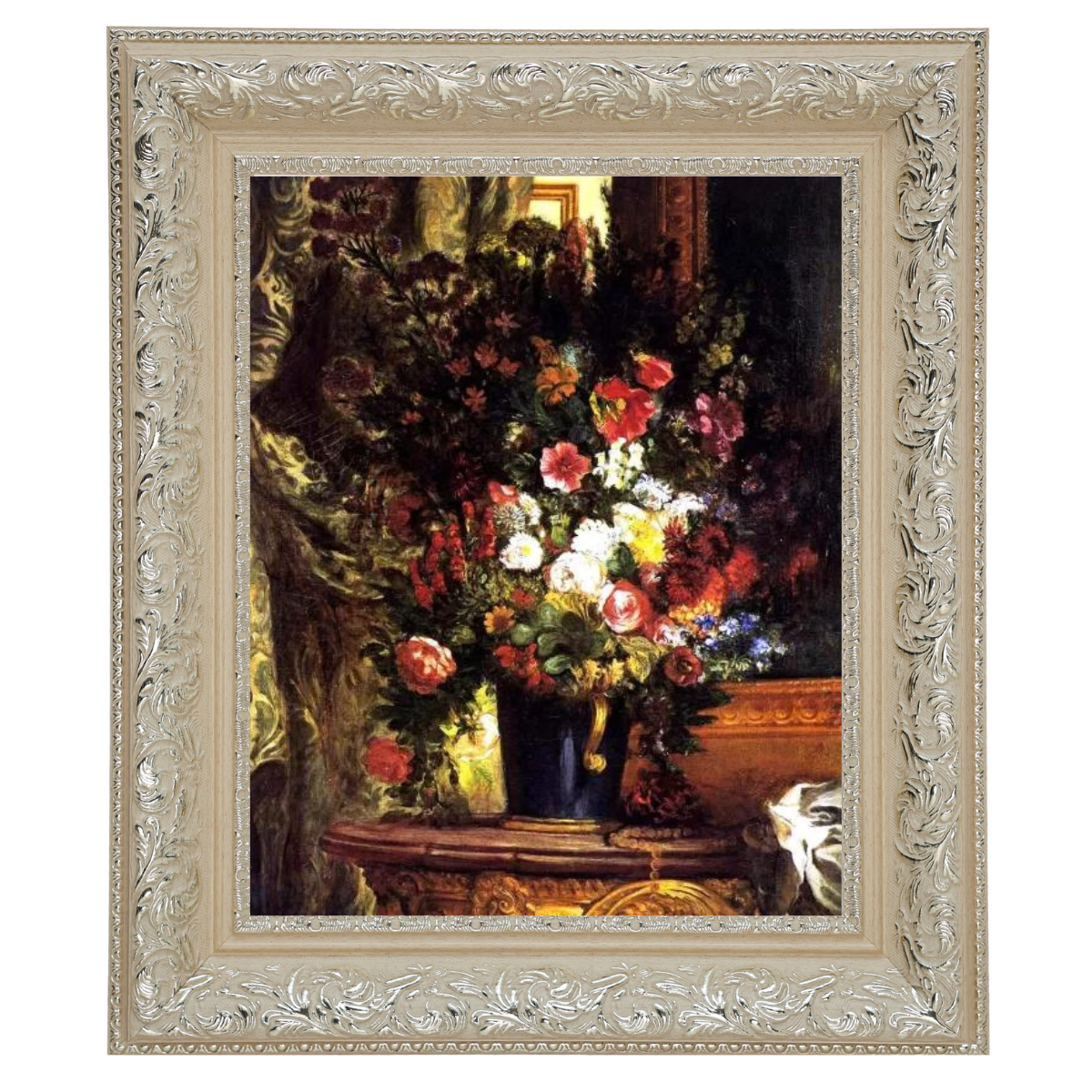 A Vase of Flowers on a Console