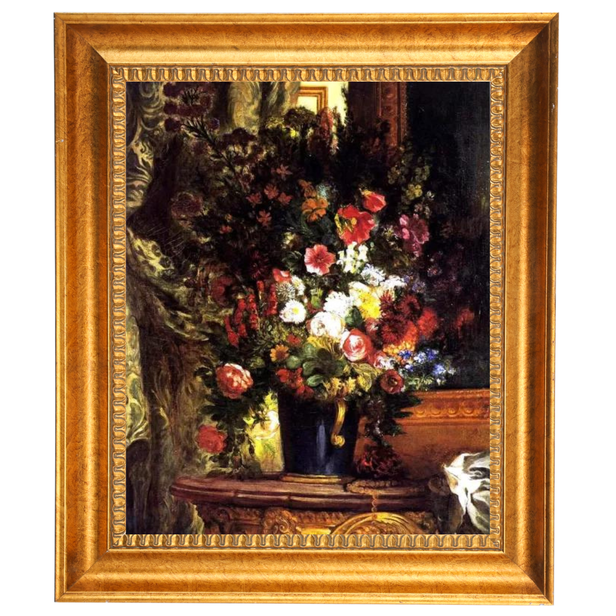 A Vase of Flowers on a Console