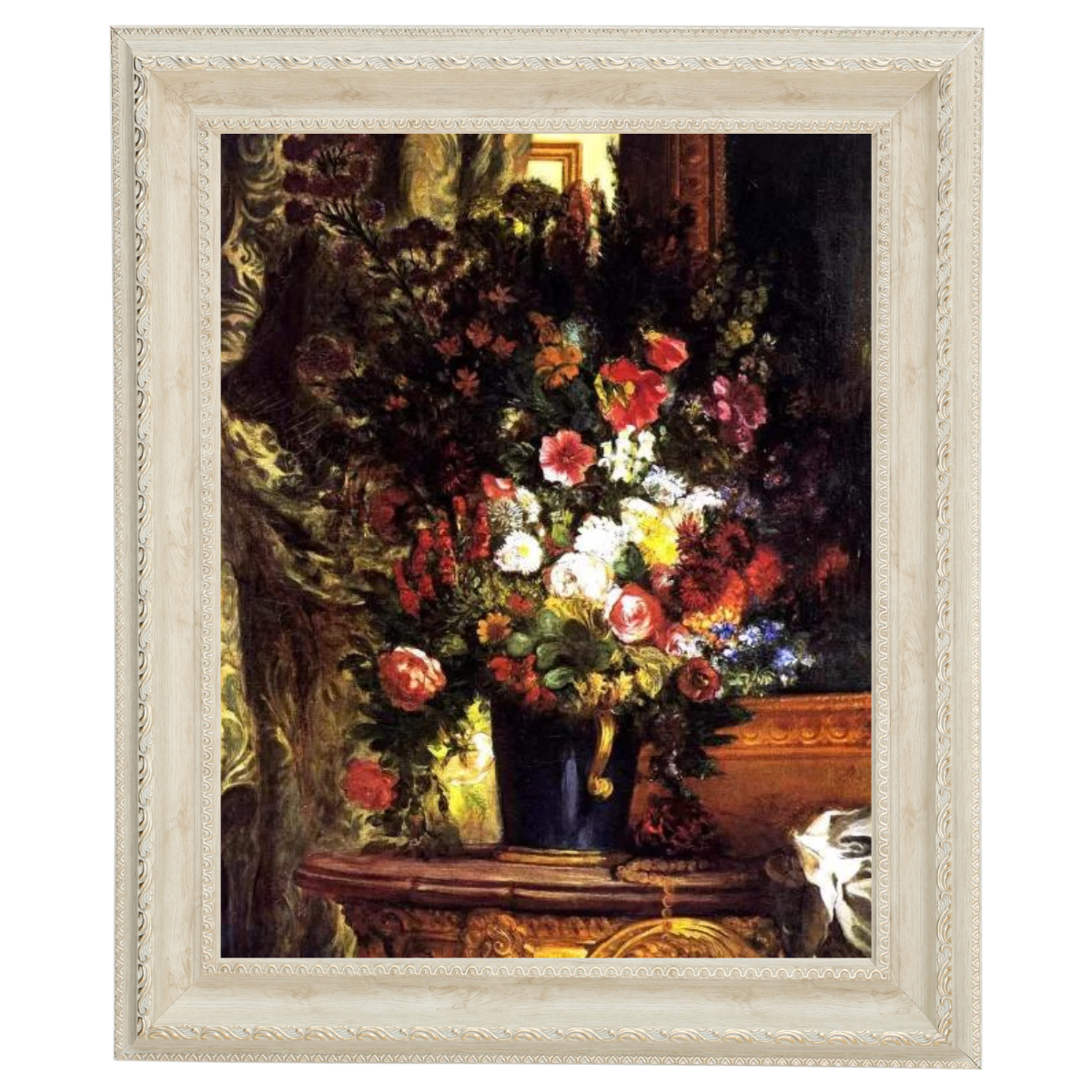 A Vase of Flowers on a Console