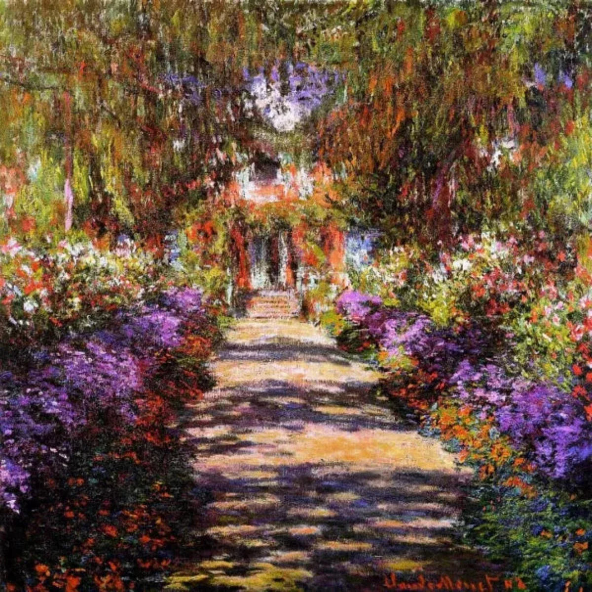 Pathway in Monet's Garden at Giverny- Vintage Wall Art Prints Decor For Living Room