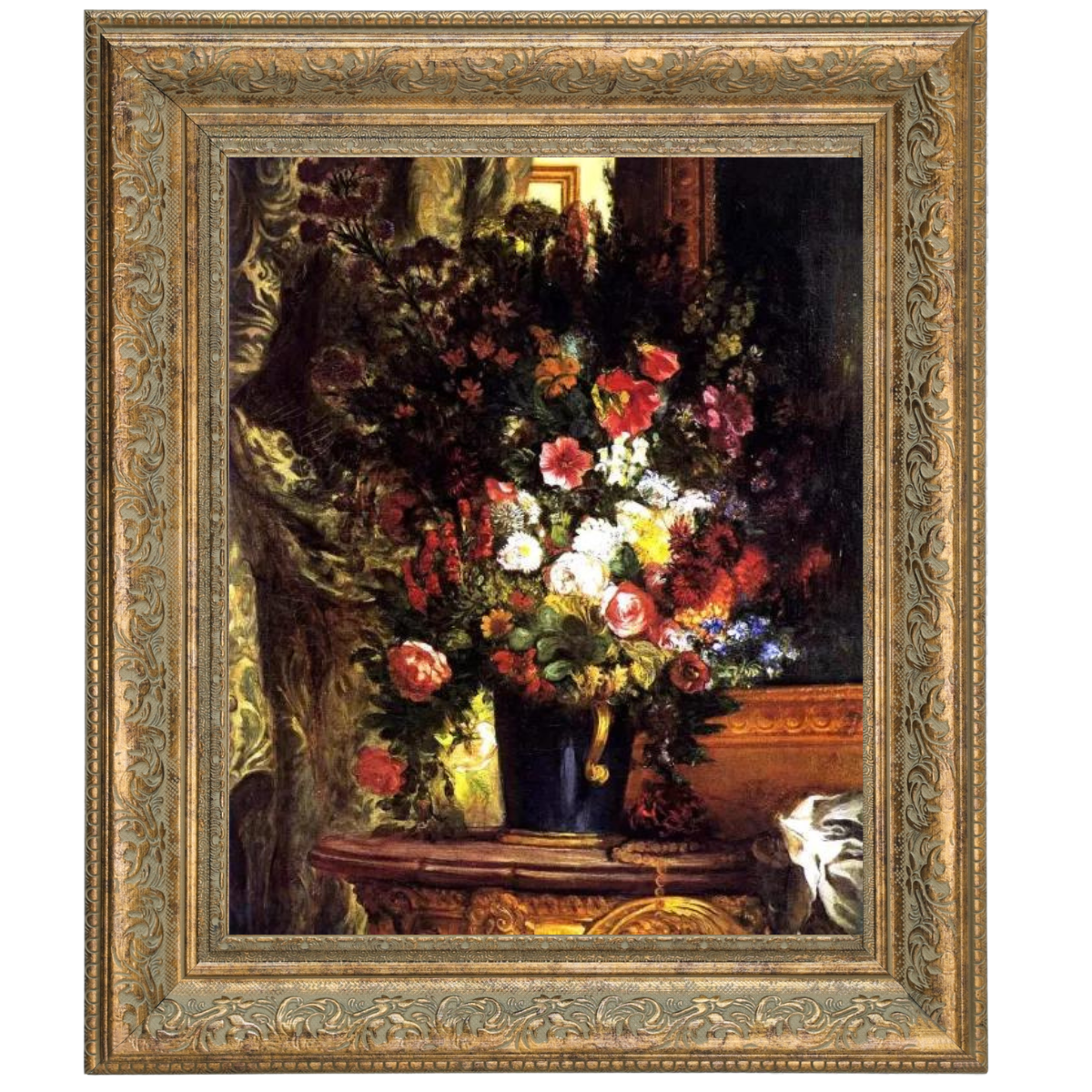 A Vase of Flowers on a Console