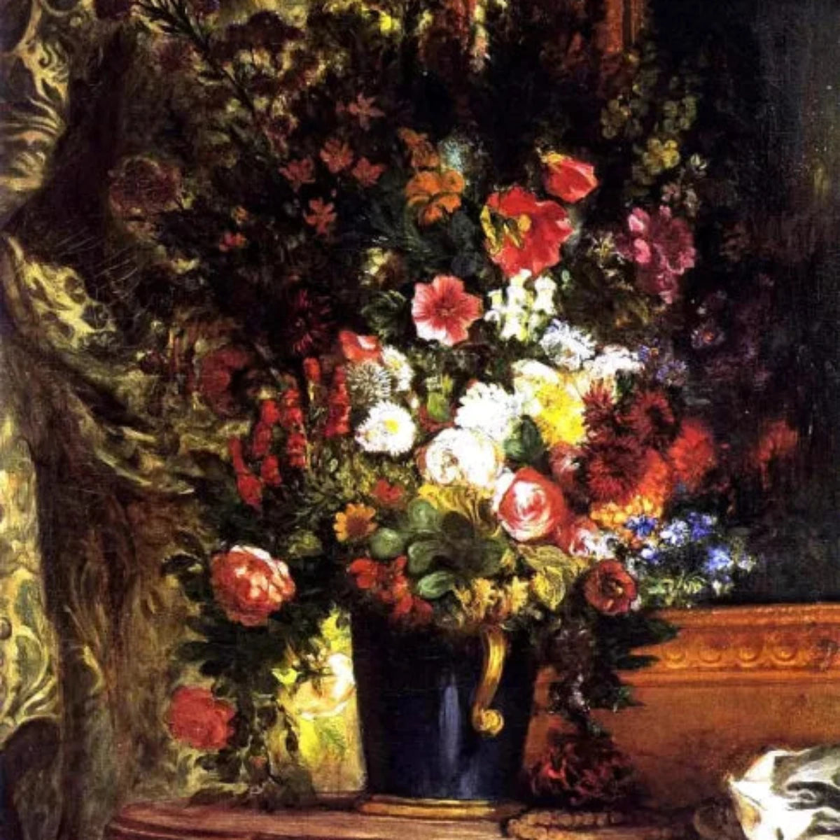 A Vase of Flowers on a Console