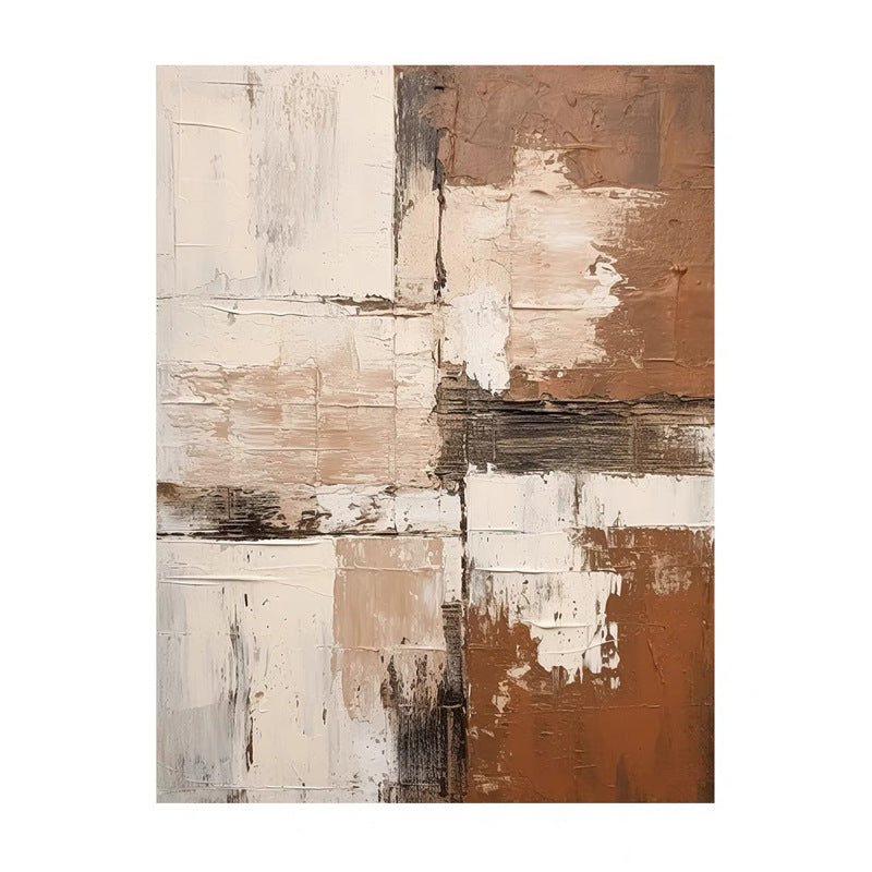 WABI-SABI Brown Earth Color Oil Painting Canvas Wall Art Style B Entrance Living Room