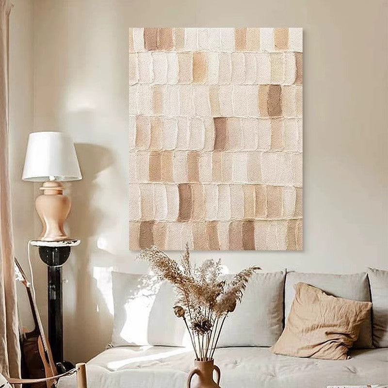 WABI-SABI Brown White Texture 3D Oil Painting Canvas Wall Art Living Room