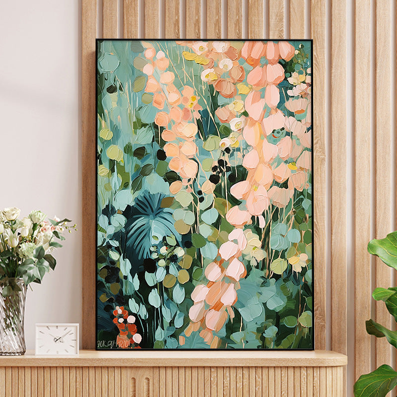 Floral Natural Green Pink Color 3D Oil Painting Canvas Wall Art Living Room