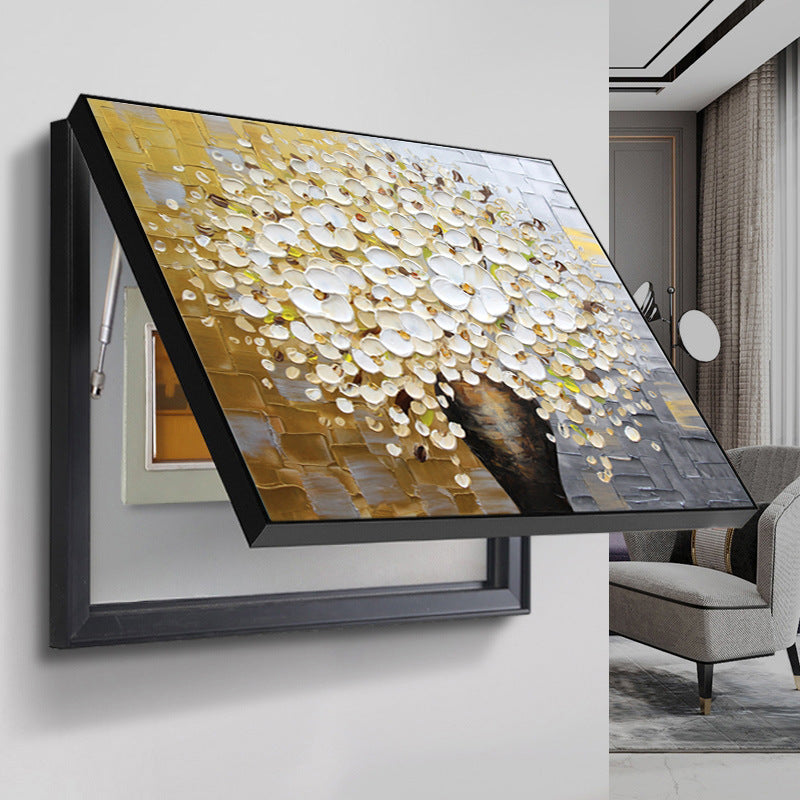 Floral Light Luxury Gold White Oil Painting Canvas Wall Art Dining Living Room
