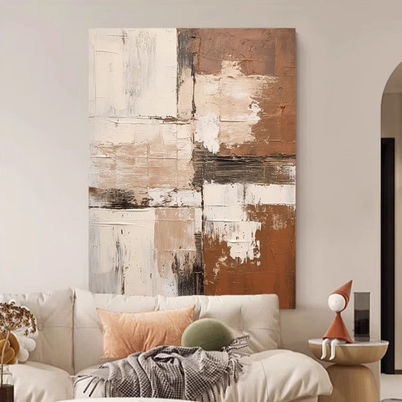 WABI-SABI Brown Earth Color Oil Painting Canvas Wall Art Style B Entrance Living Room