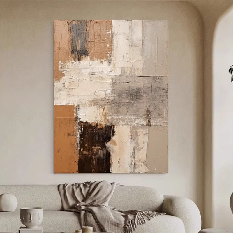 WABI-SABI Brown Earth Color Oil Painting Canvas Wall Art Style C Entrance Living Room
