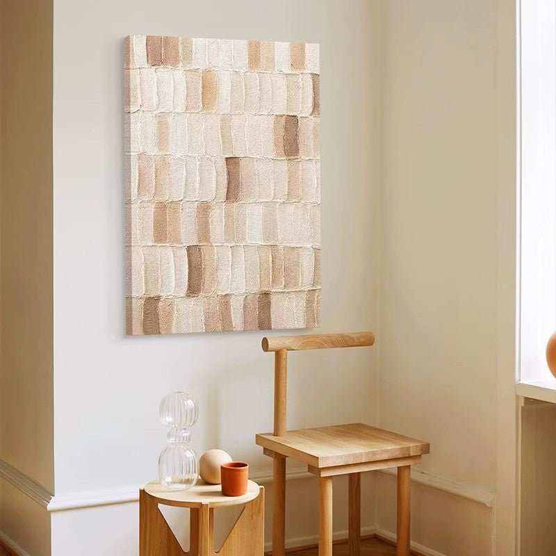 WABI-SABI Brown White Texture 3D Oil Painting Canvas Wall Art Living Room