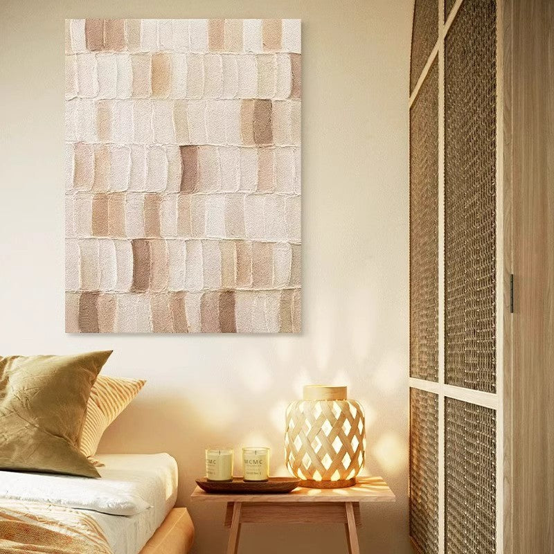 WABI-SABI Brown White Texture 3D Oil Painting Canvas Wall Art Living Room