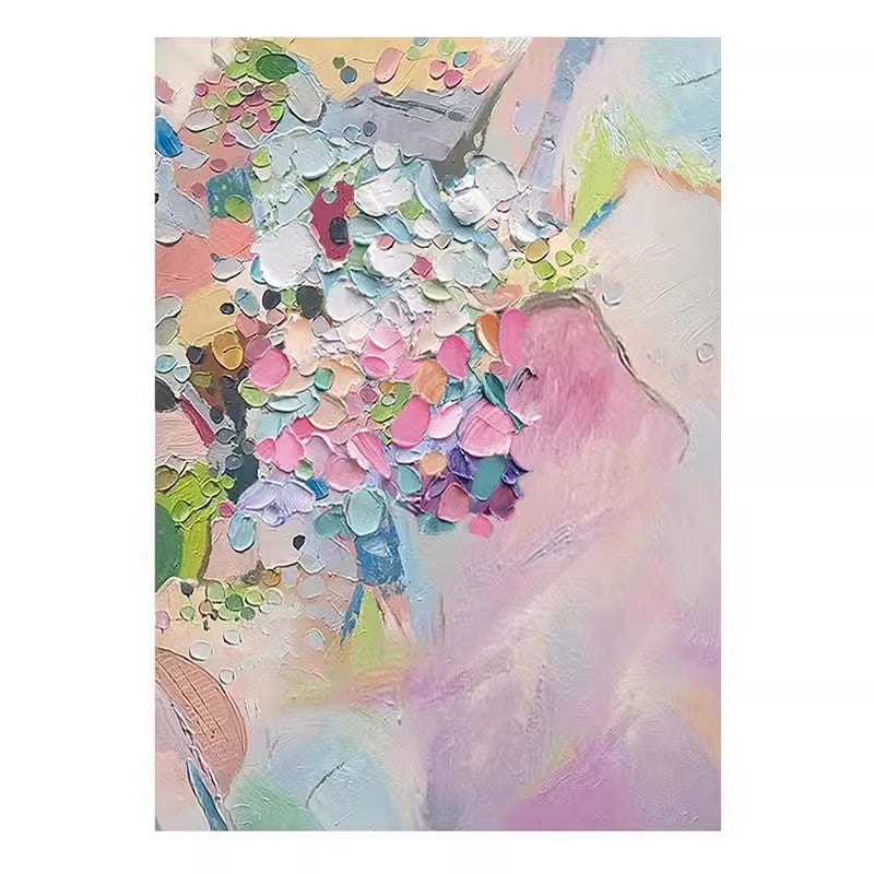 Floral Pink Color 3D Oil Painting Canvas Wall Art Entrance Living Room