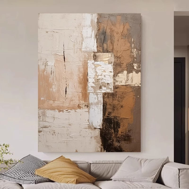WABI-SABI Brown Earth Color Oil Painting Canvas Wall Art Style D Entrance Living Room