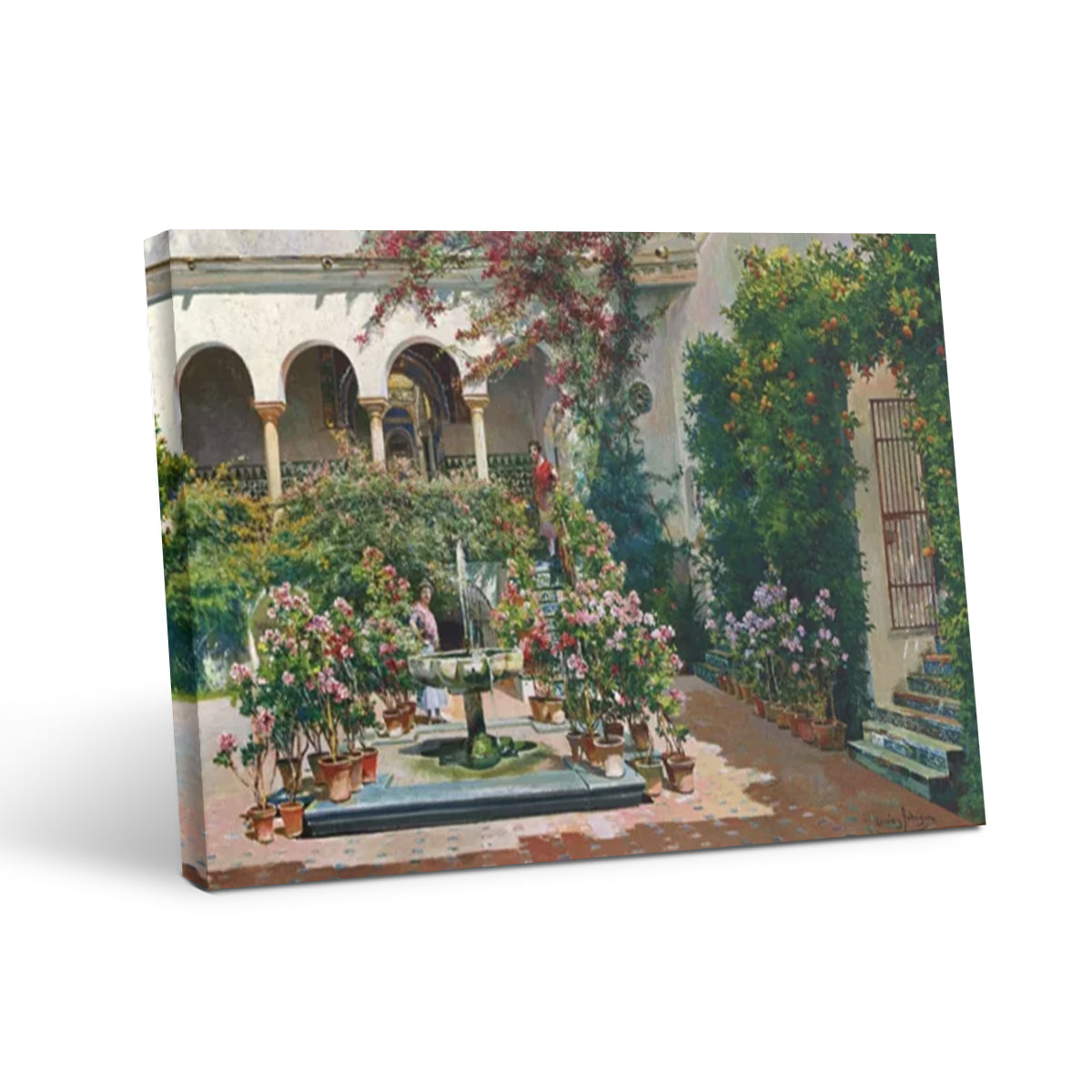 A Courtyard in Seville- Vintage  Canvas Wall Art Prints Decor For Living Room