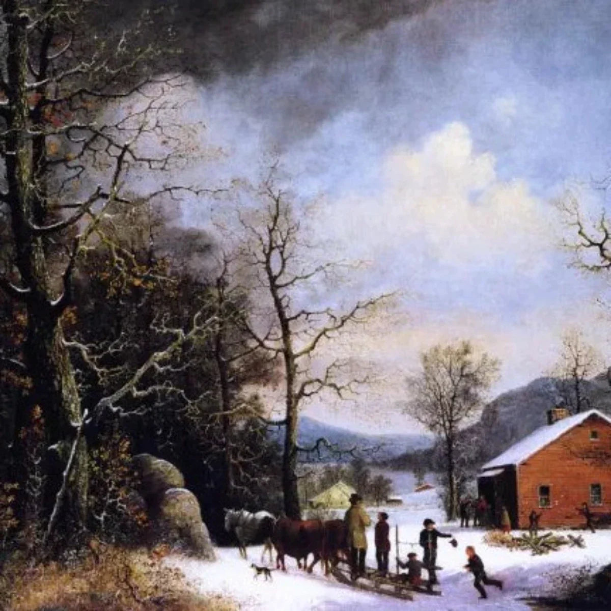 Winter Scene - Vintage Winter Wall Art Prints Decor For Living Room